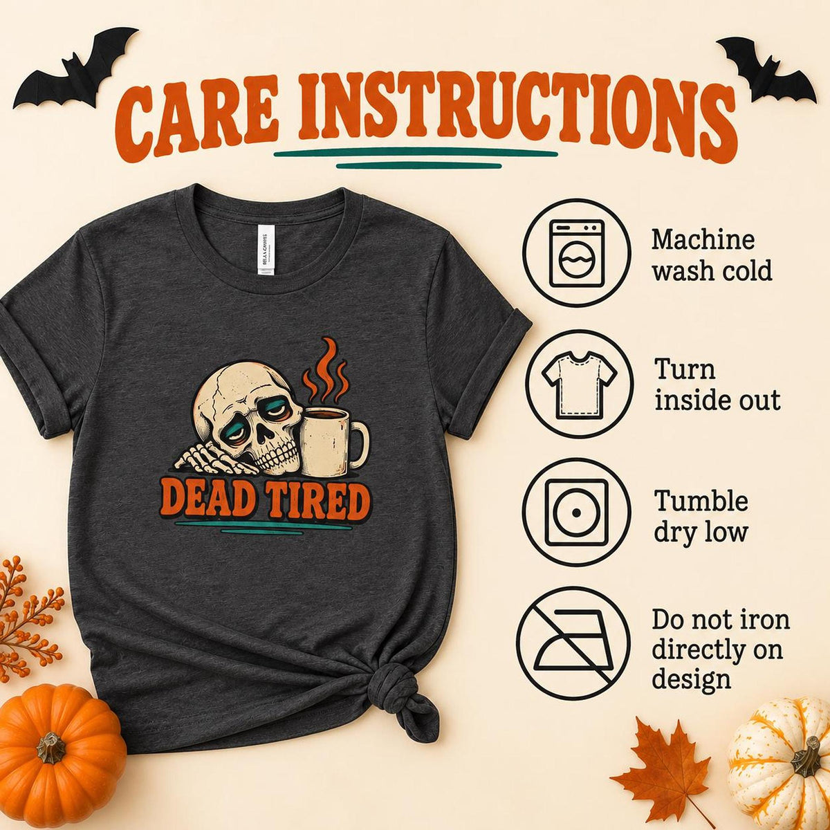 Dead Tired Shirt, Funny Skeleton Coffee Tee, Tired Mom Shirt, Coffee Lover Graphic Tee, Spooky Humor Shirt, Sarcastic T Shirt