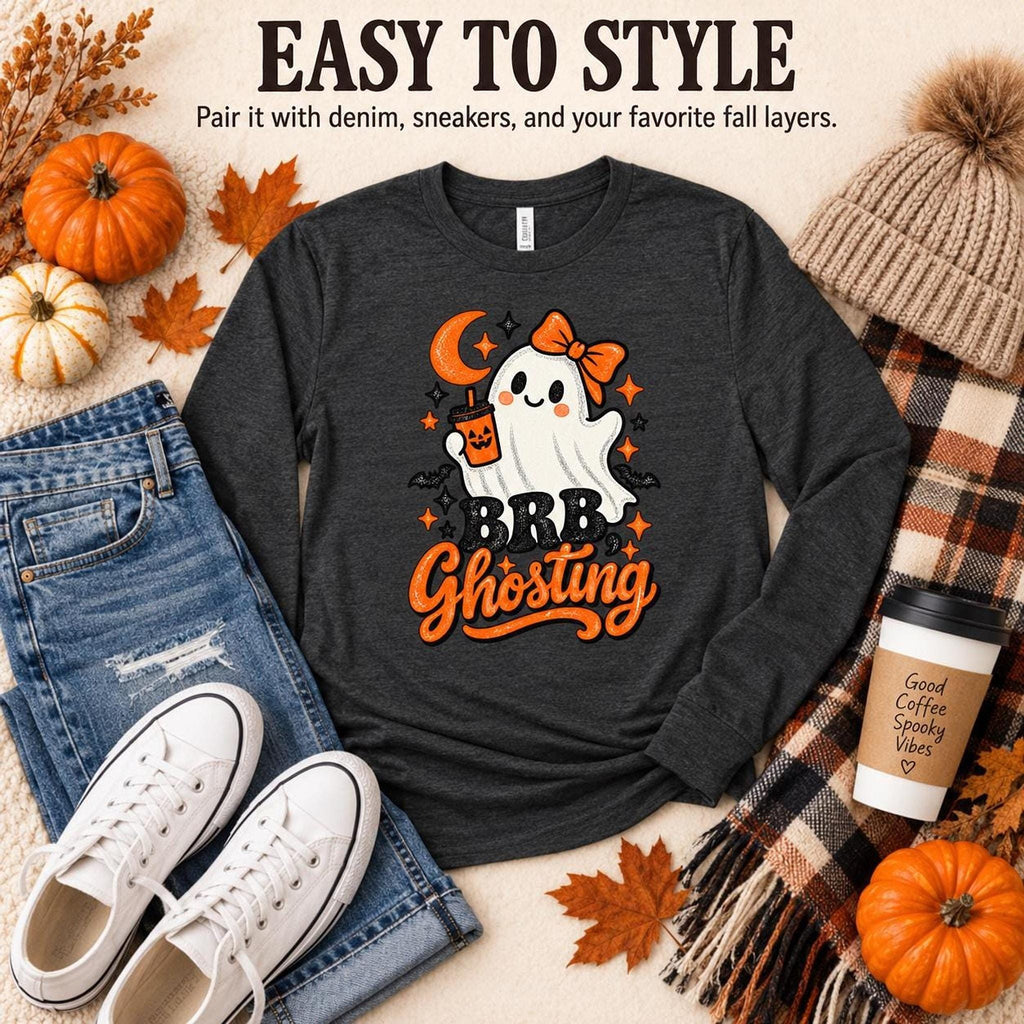 BRB Ghosting Shirt, Adult Long Sleeve Cotton Tee