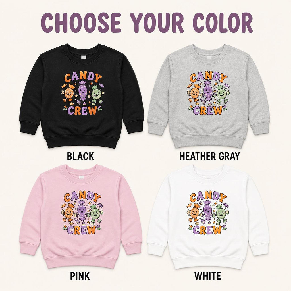 Candy Crew Toddler Halloween Sweatshirt, Retro Candy Characters, Trick-or-Treat Top