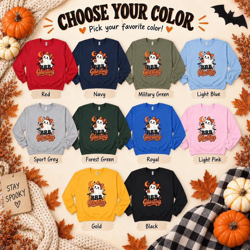 Brb Ghosting Sweatshirt, Cotton Blend Halloween Crewneck in S-4XL