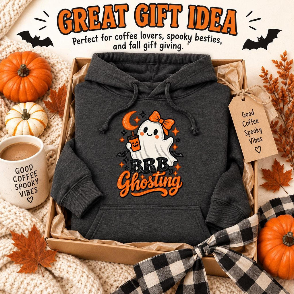 BRB Ghosting Hoodie, Ghost Graphic Cotton-Poly Blend Unisex Sweatshirt