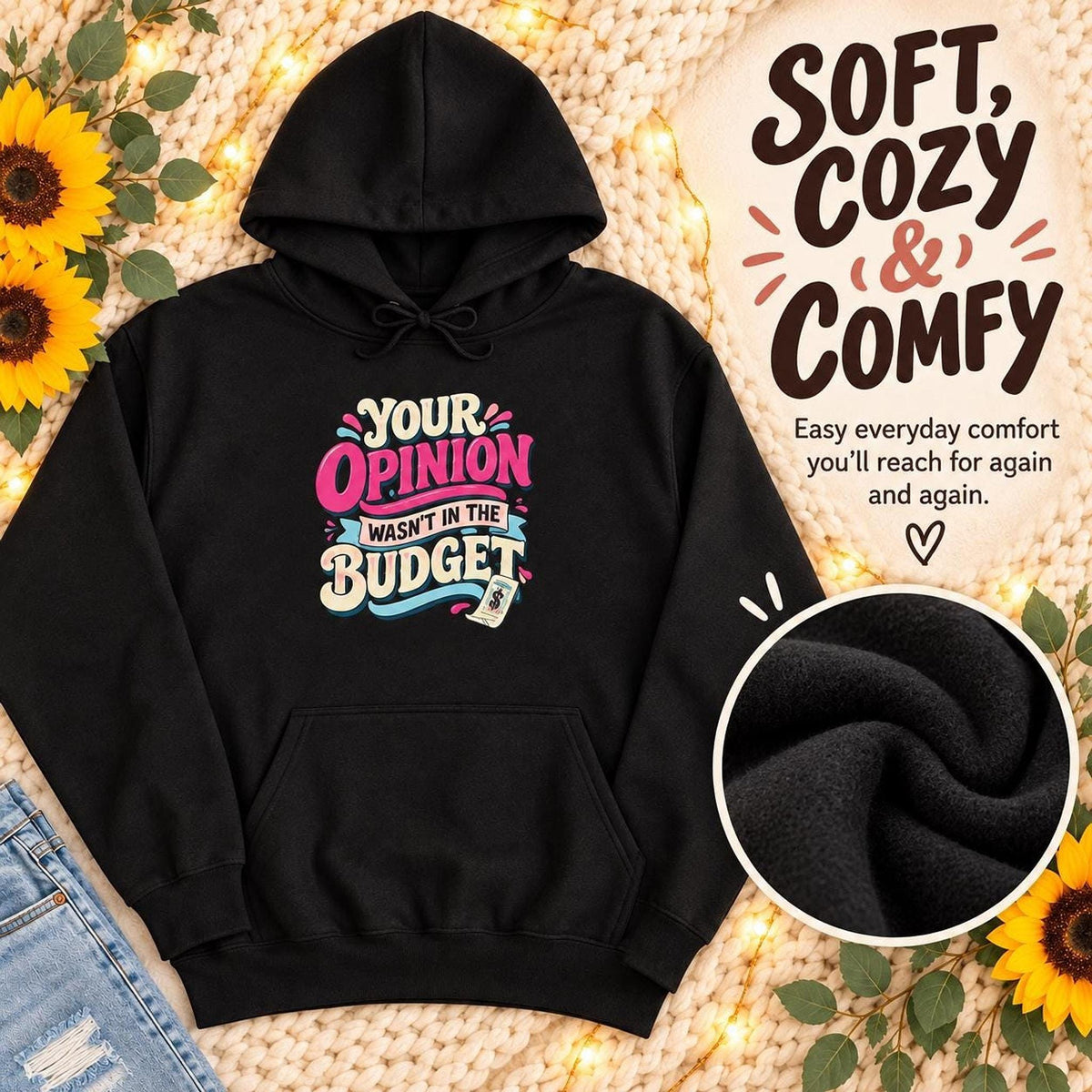 Sarcastic Budget Opinion Hoodie, Retro Graphic Sweatshirt, Sassy Humor Gift