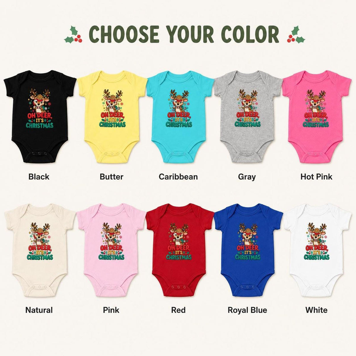 Oh Deer Christmas Baby Bodysuit