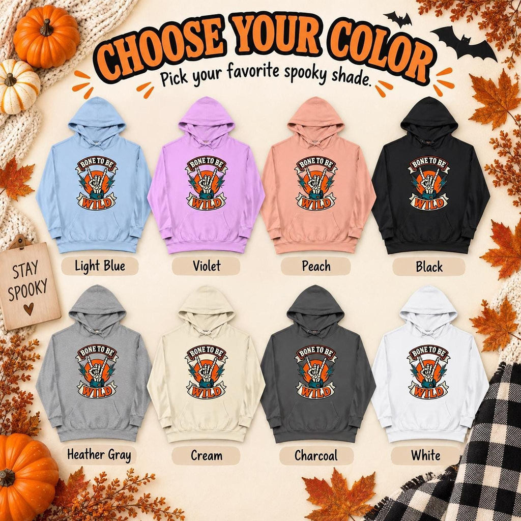 Bone To Be Wild Hoodie, Lightweight Cotton Fleece Pullover S-3XL