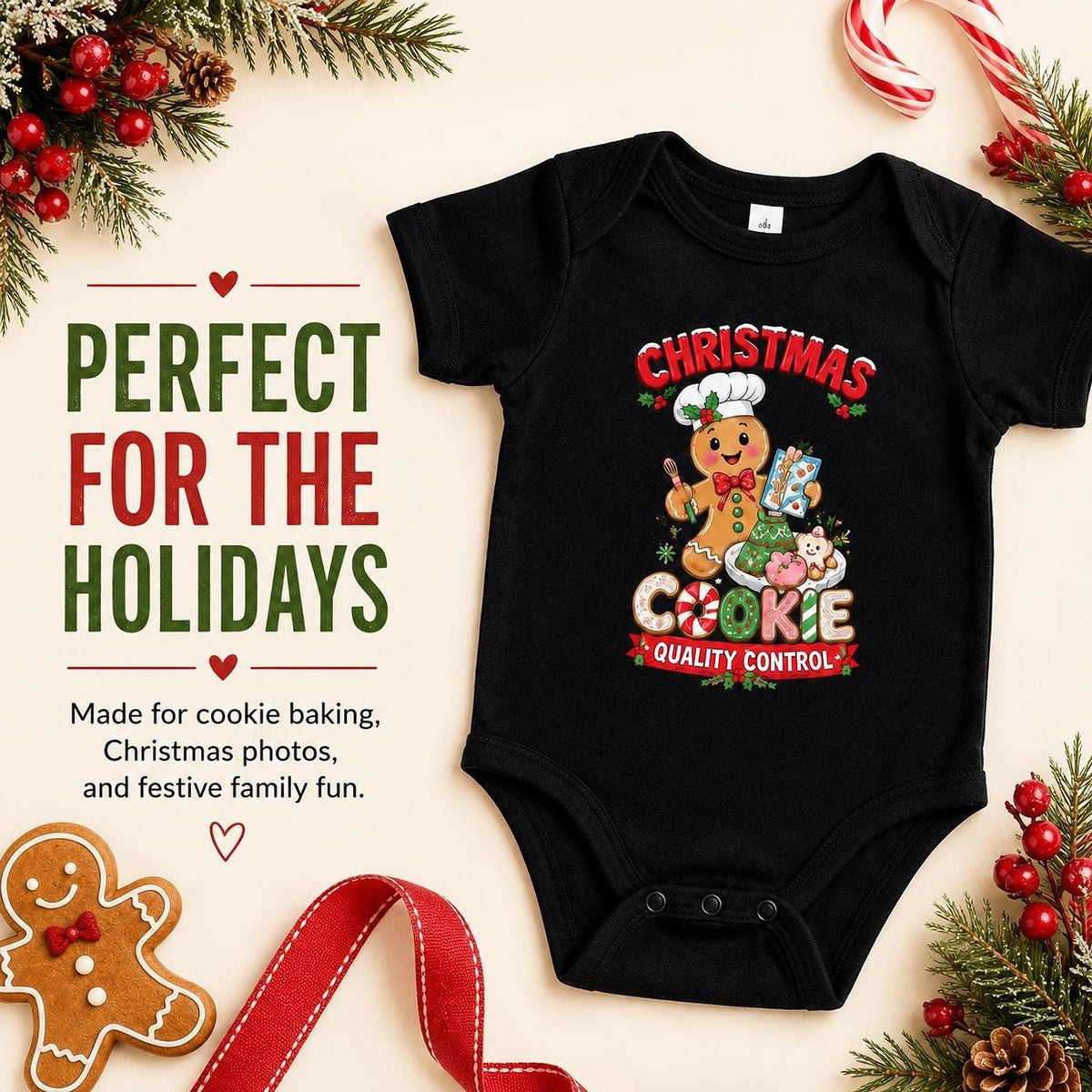Cookie Tester Christmas Baby Bodysuit