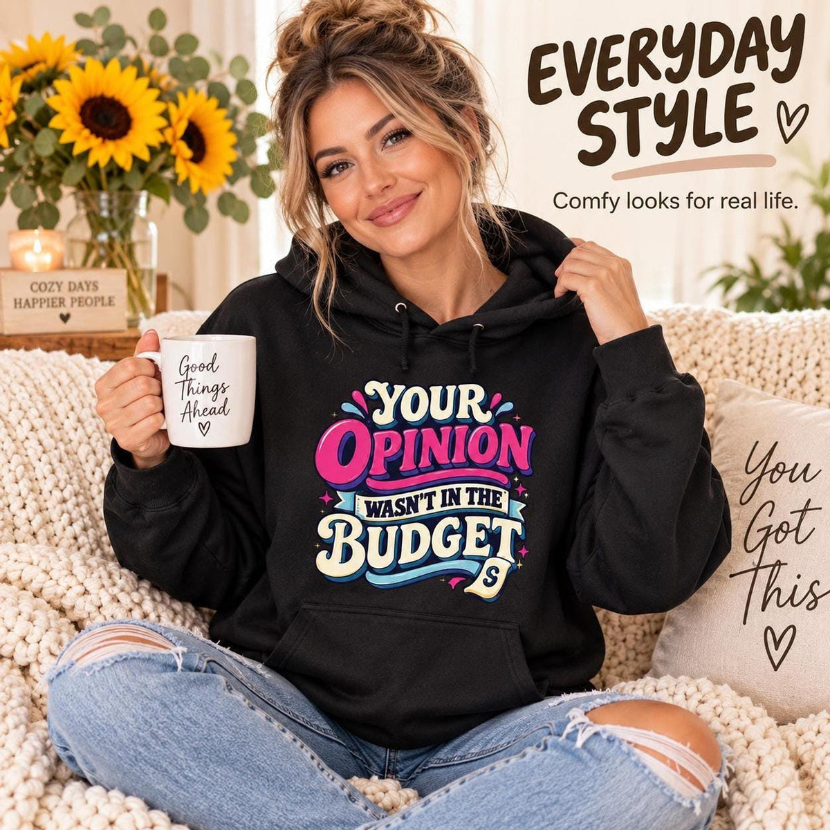 Sarcastic Budget Humor Lightweight Hoodie, Retro Graphic Sweatshirt, Sassy Gift for Her