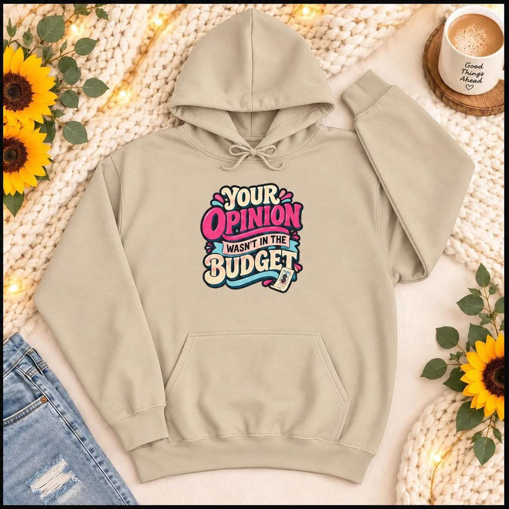 Sarcastic Budget Opinion Hoodie, Retro Graphic Sweatshirt, Sassy Humor Gift