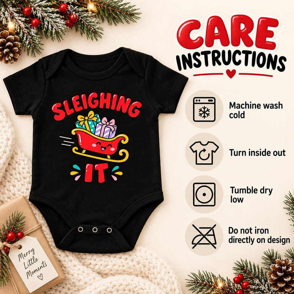 Sleighing It Baby Christmas Bodysuit, Festive Holiday One-Piece