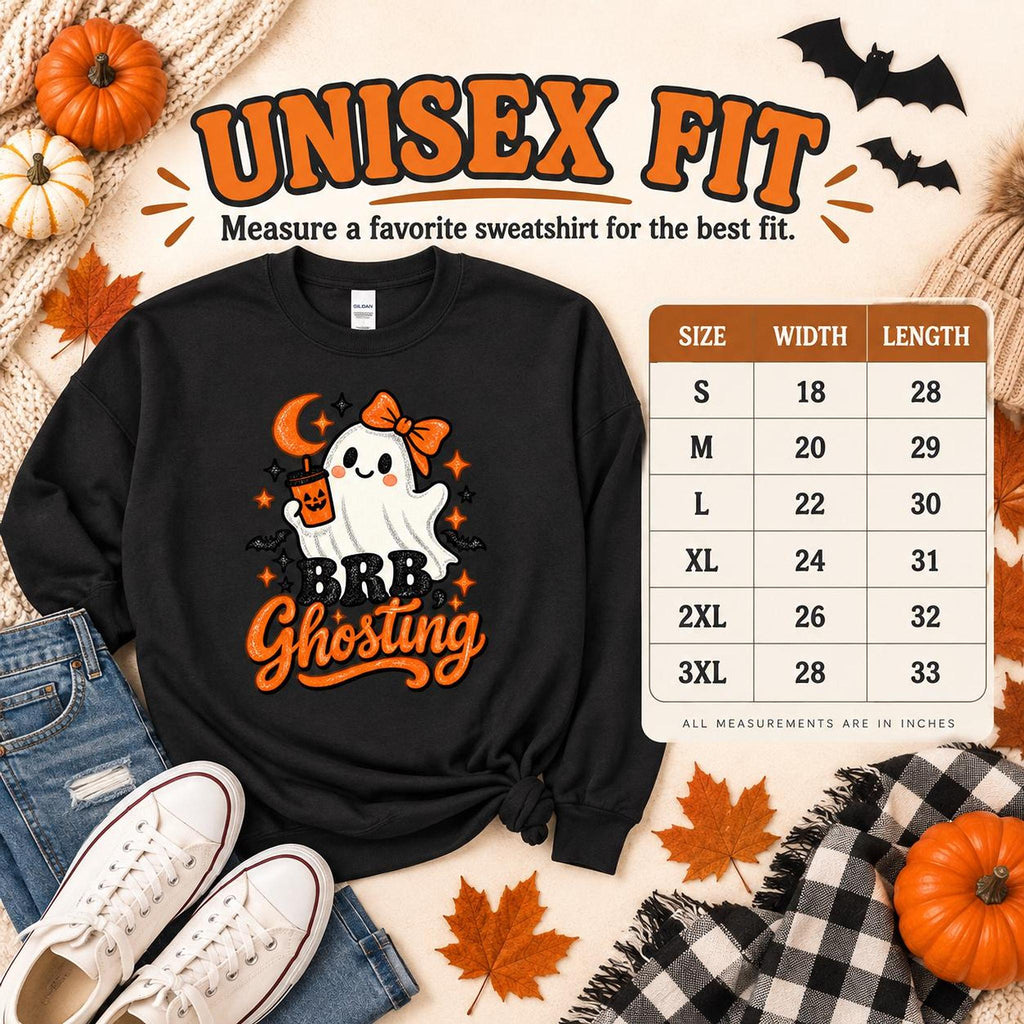 Brb Ghosting Sweatshirt, Cotton Blend Halloween Crewneck in S-4XL