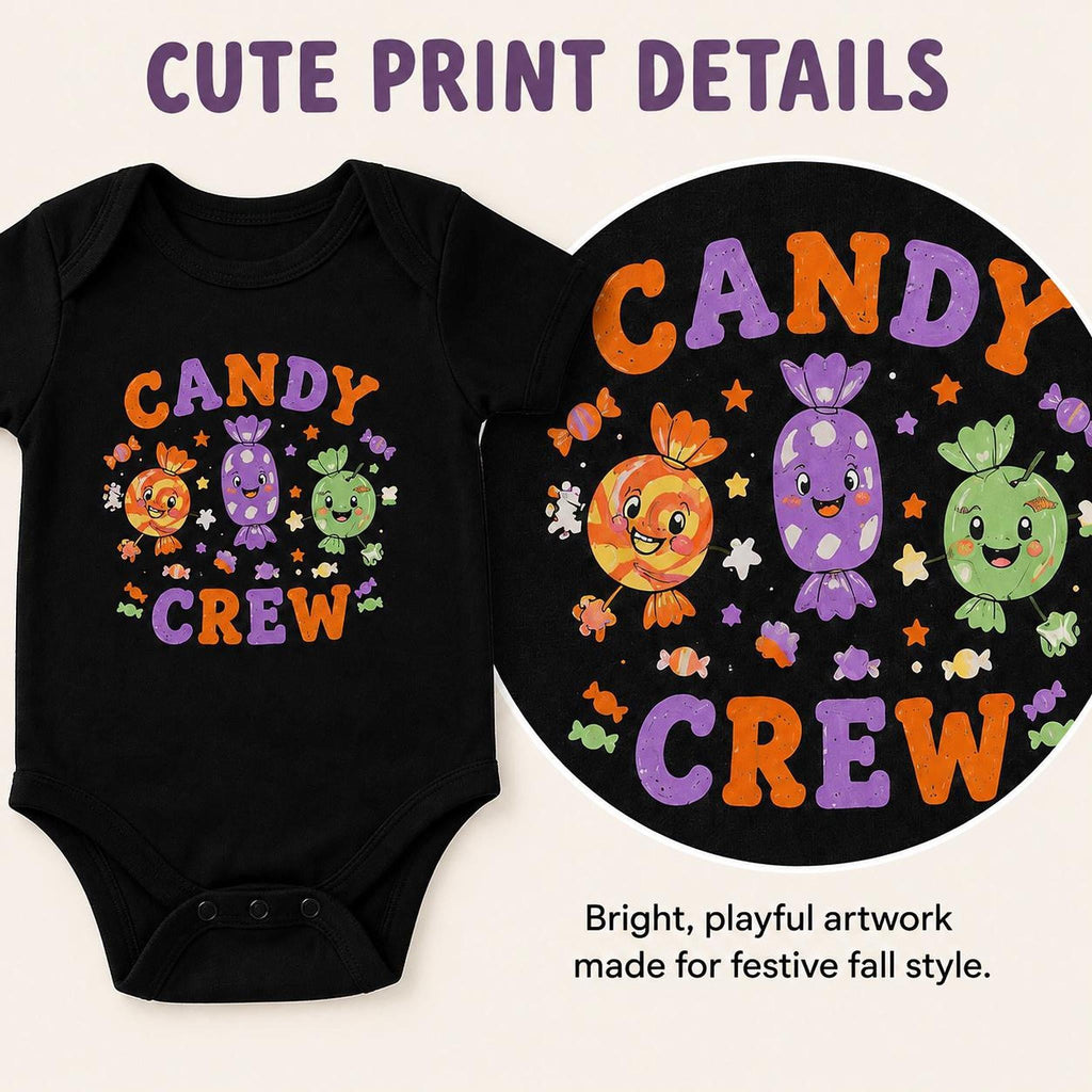 Candy Crew Baby Halloween Bodysuit, Spooky Season Outfit (100% Cotton)