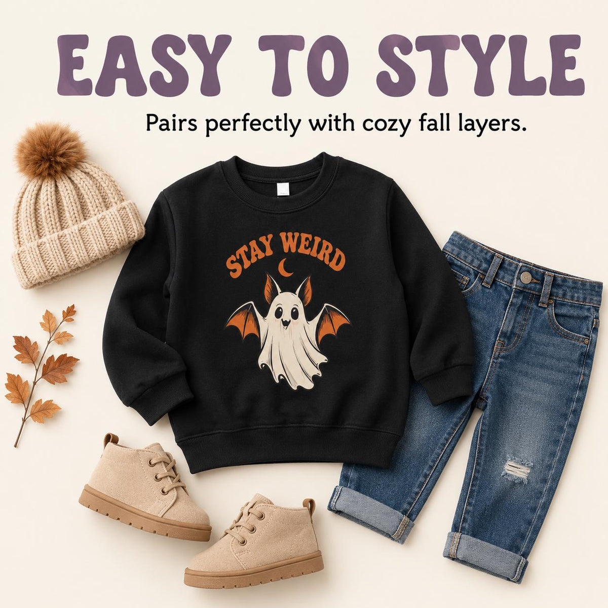 Stay Weird Toddler Halloween Sweatshirt