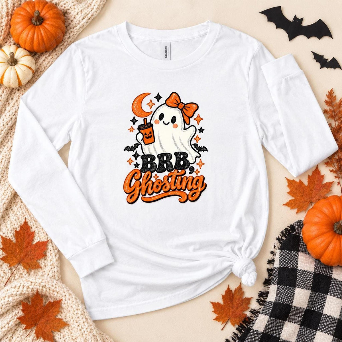BRB Ghosting Shirt, Adult Long Sleeve Cotton Tee