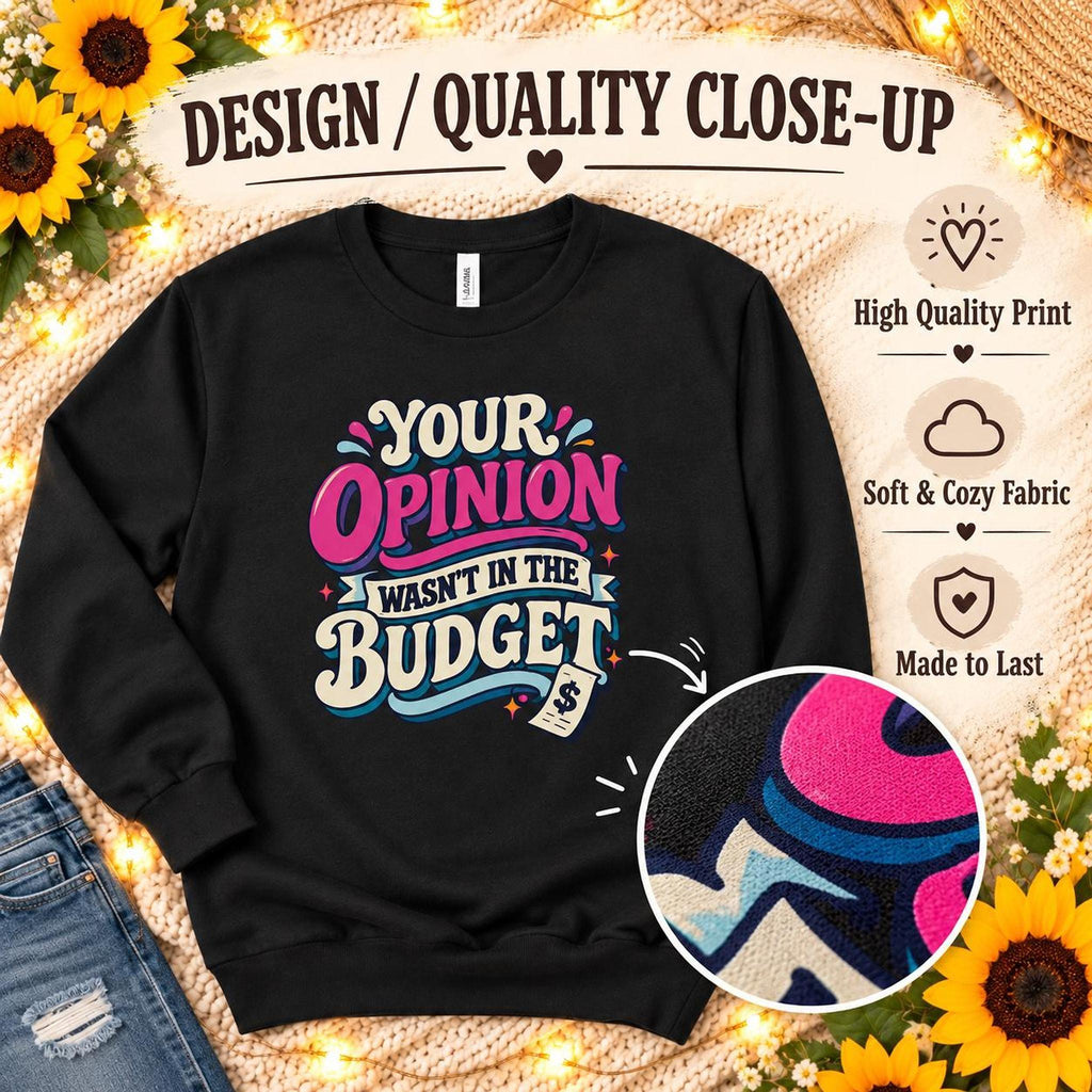 Sassy Budget Sweatshirt, Sarcastic Crewneck, Retro Graphic, Gift for Her