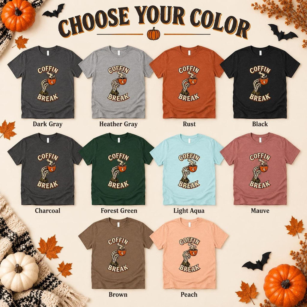Coffin Break Coffee Shirt, Skeleton Hand Halloween Tee, Gothic Barista Gift