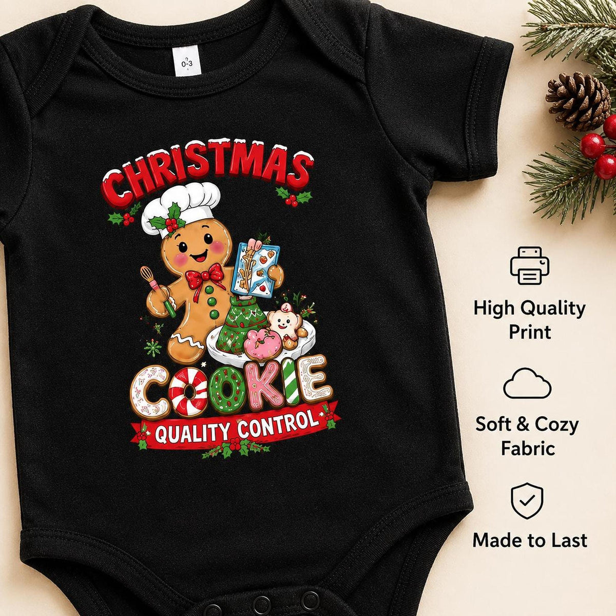 Cookie Tester Christmas Baby Bodysuit