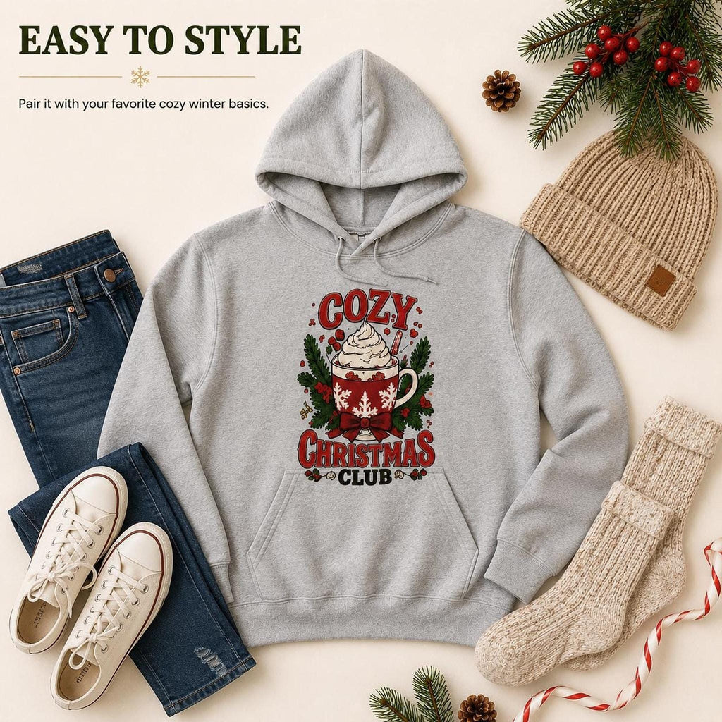 Cozy Christmas Club Hoodie, Unisex Holiday Sweatshirt, Cocoa Run Gift