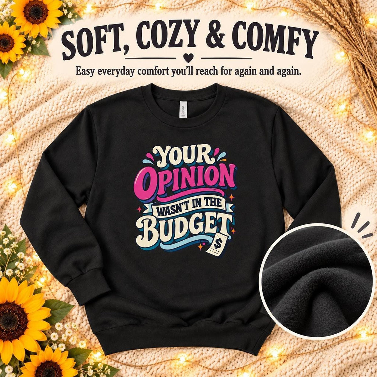 Sassy Budget Sweatshirt, Sarcastic Crewneck, Retro Graphic, Gift for Her