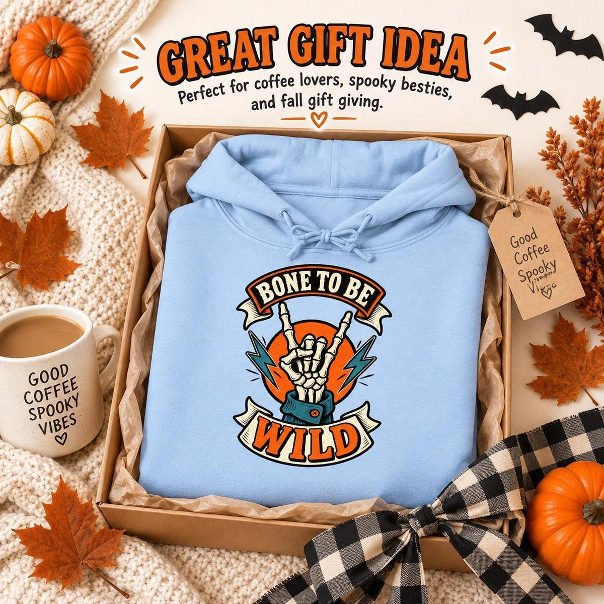 Bone To Be Wild Hoodie, Lightweight Cotton Fleece Pullover S-3XL
