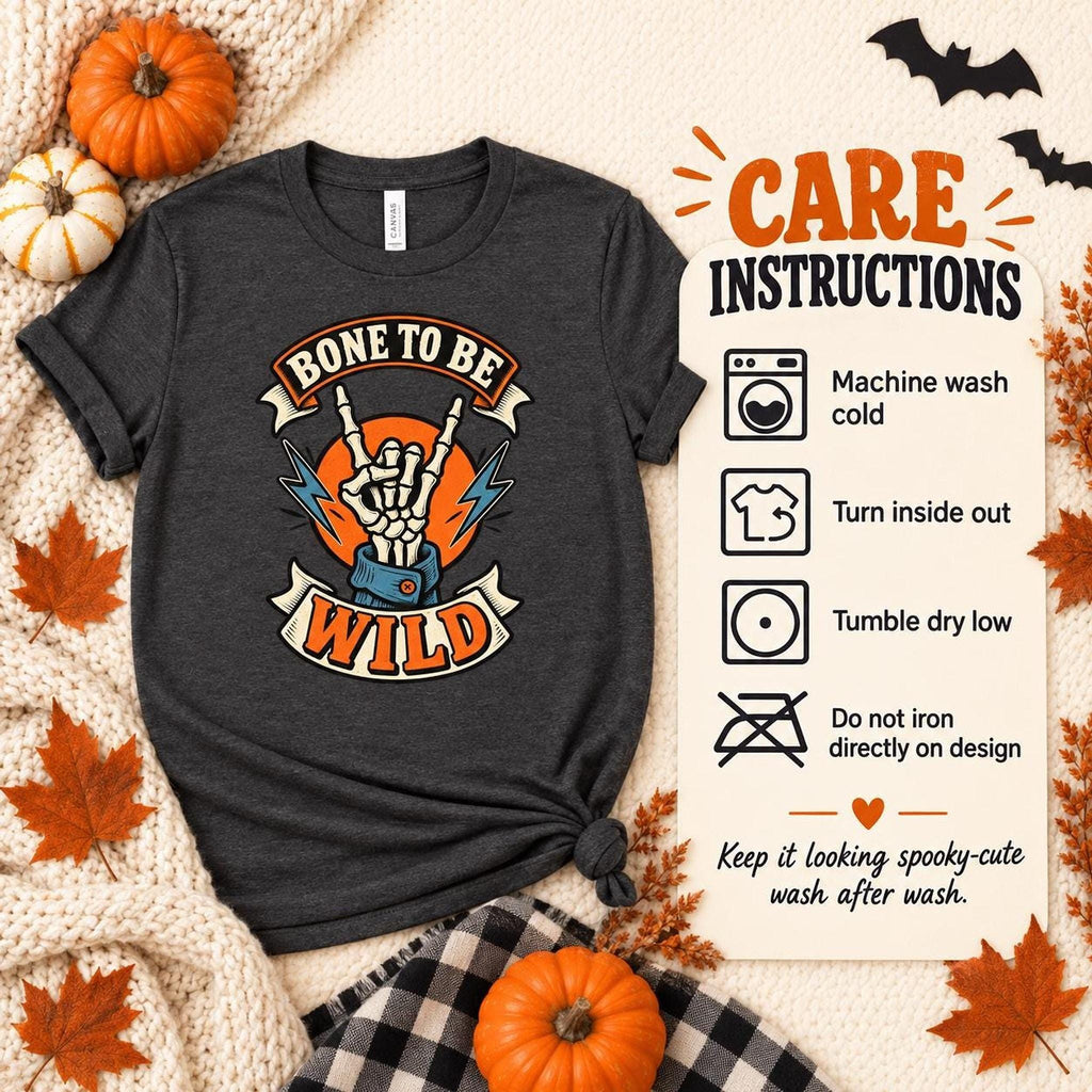 Bone To Be Wild Tee, Rocker Skeleton Graphic Shirt
