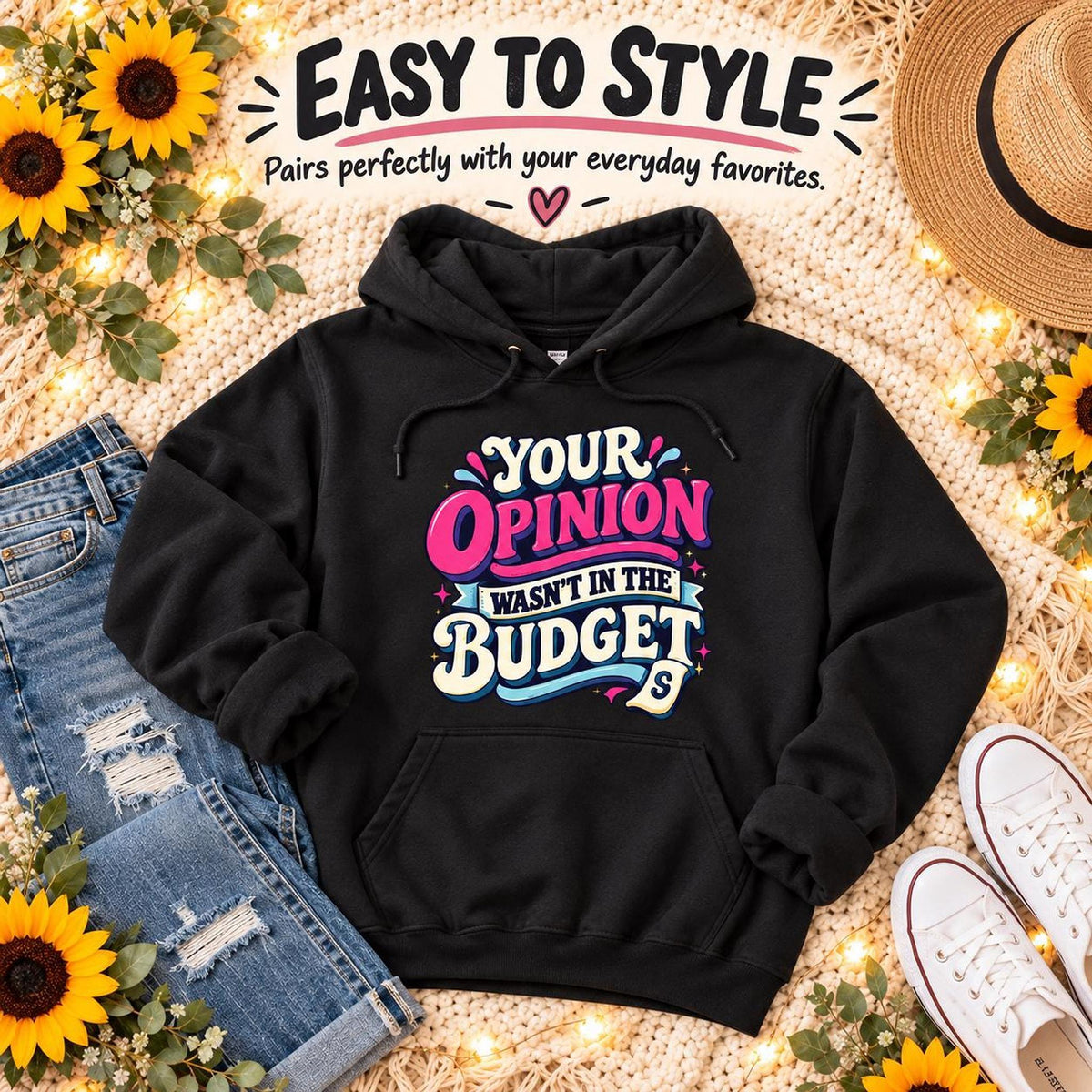 Sarcastic Budget Humor Lightweight Hoodie, Retro Graphic Sweatshirt, Sassy Gift for Her