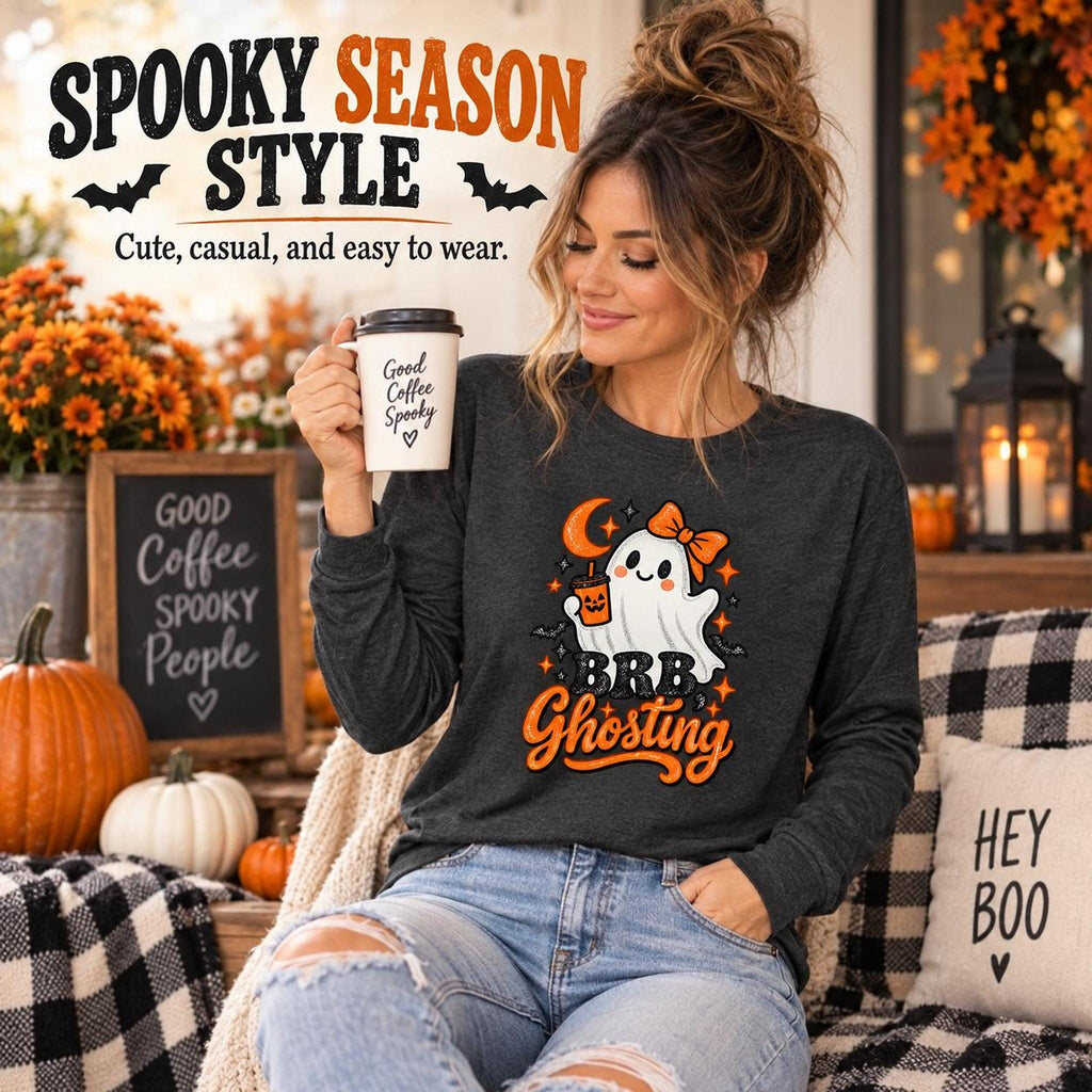 BRB Ghosting Shirt, Adult Long Sleeve Cotton Tee
