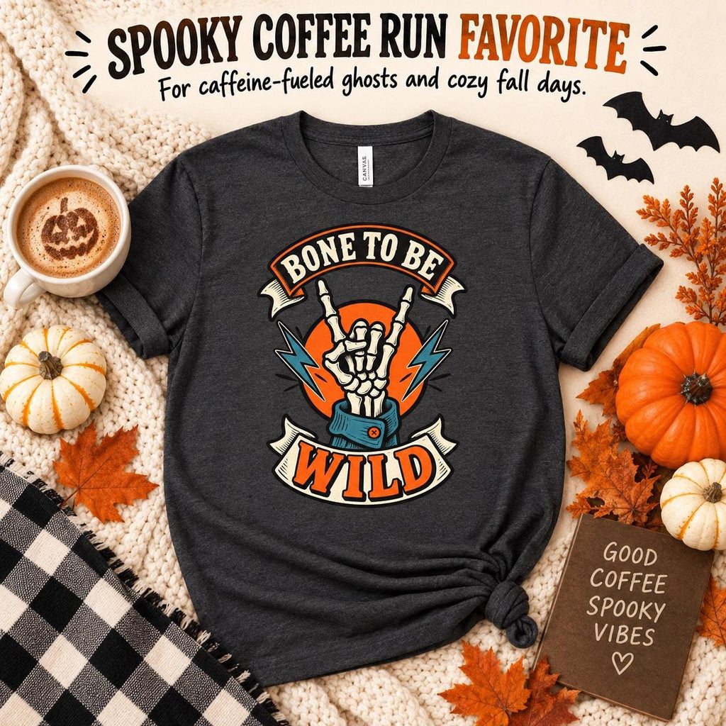 Bone To Be Wild Tee, Rocker Skeleton Graphic Shirt