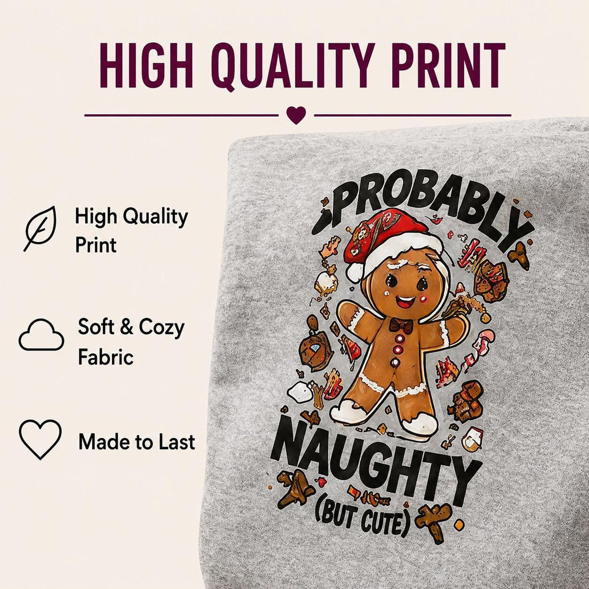 Probably Naughty But Cute Christmas Hoodie