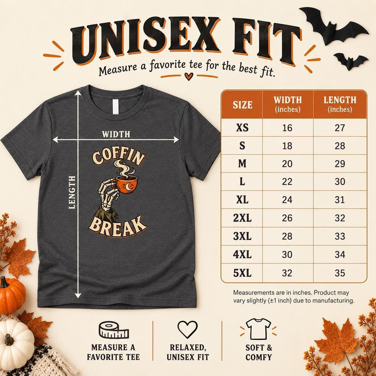 Coffin Break Coffee Shirt, Skeleton Hand Halloween Tee, Gothic Barista Gift
