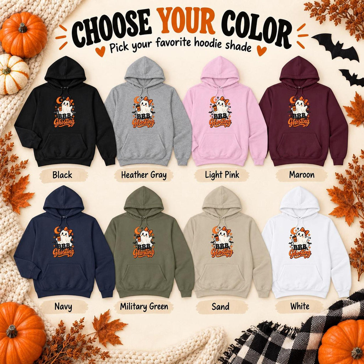 BRB Ghosting Hoodie, Ghost Graphic Cotton-Poly Blend Unisex Sweatshirt