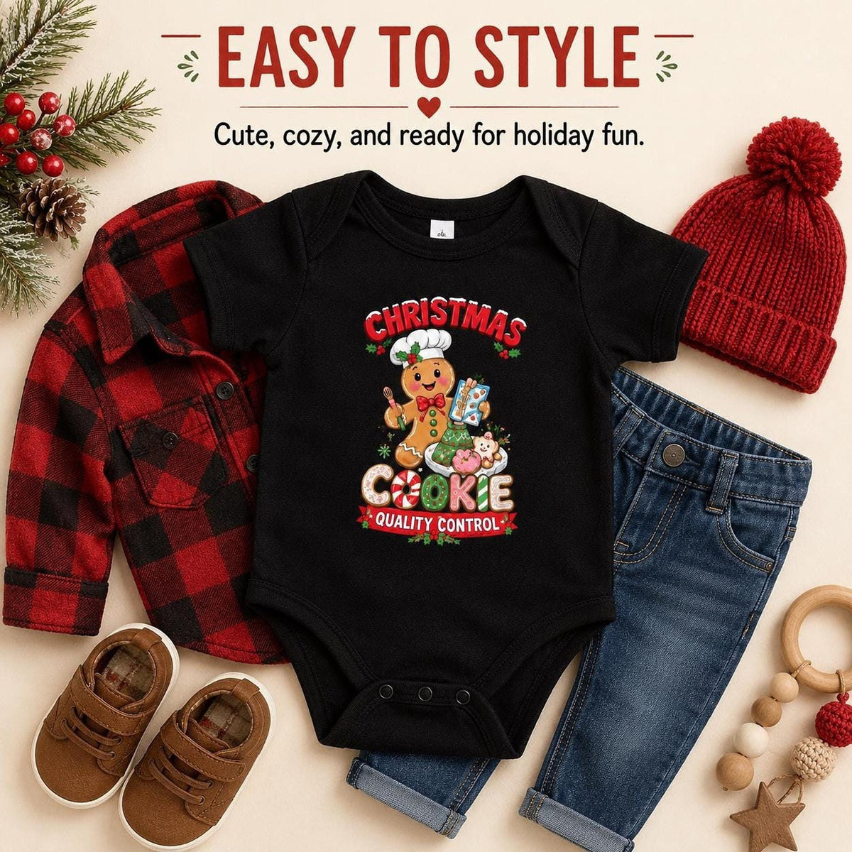 Cookie Tester Christmas Baby Bodysuit