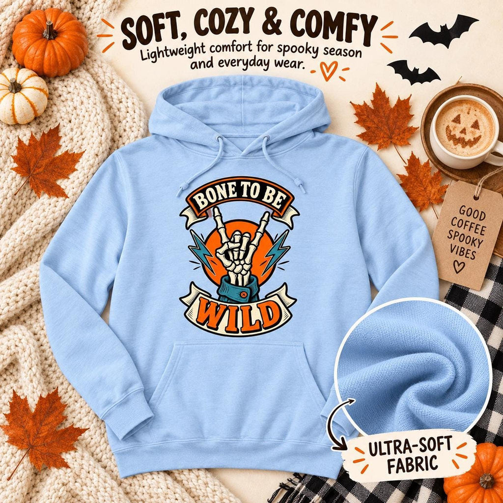 Bone To Be Wild Hoodie, Lightweight Cotton Fleece Pullover S-3XL