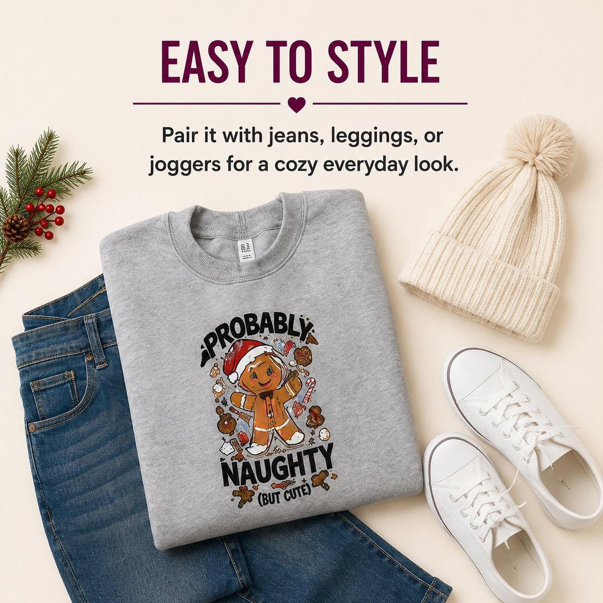 Probably Naughty But Cute Christmas Hoodie