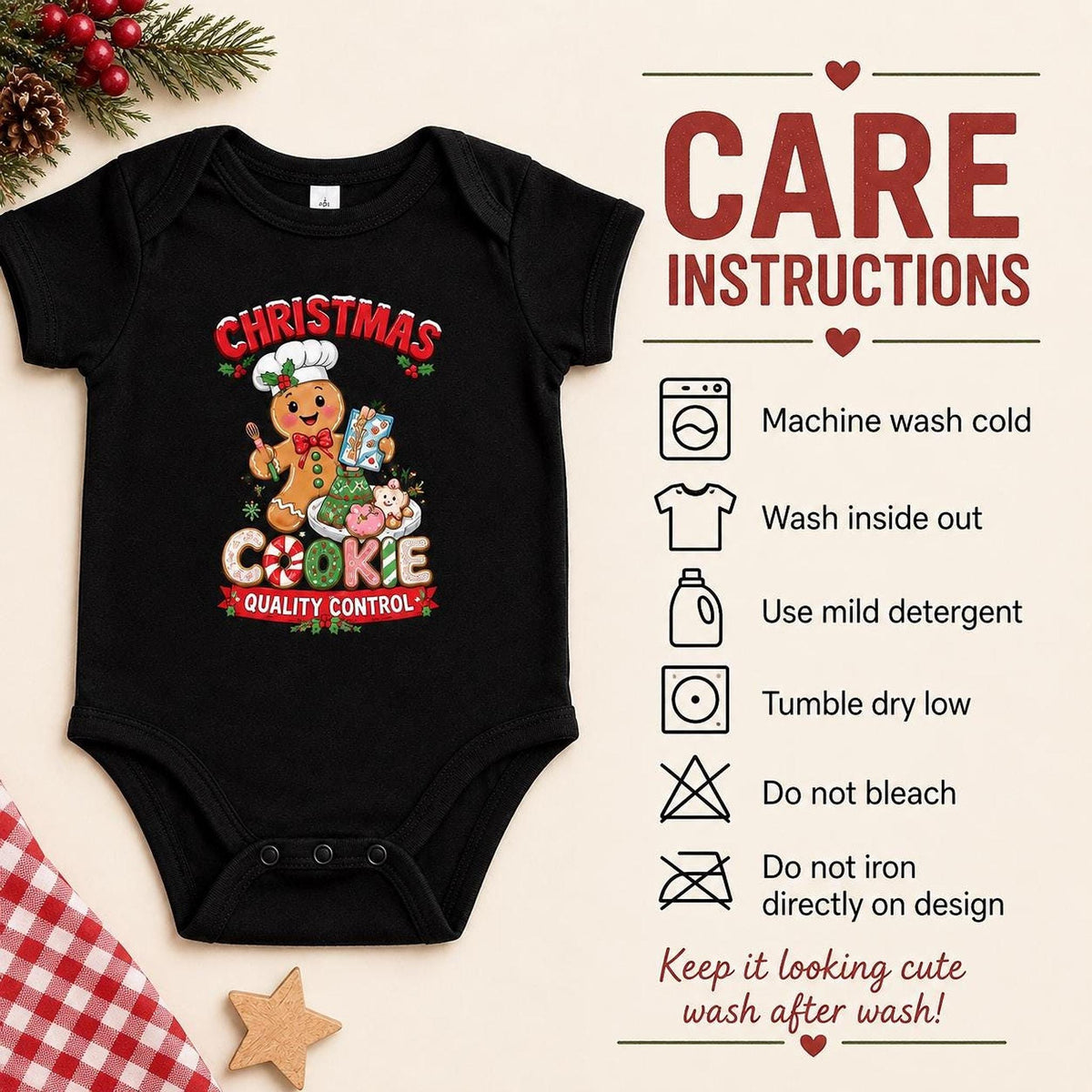 Cookie Tester Christmas Baby Bodysuit
