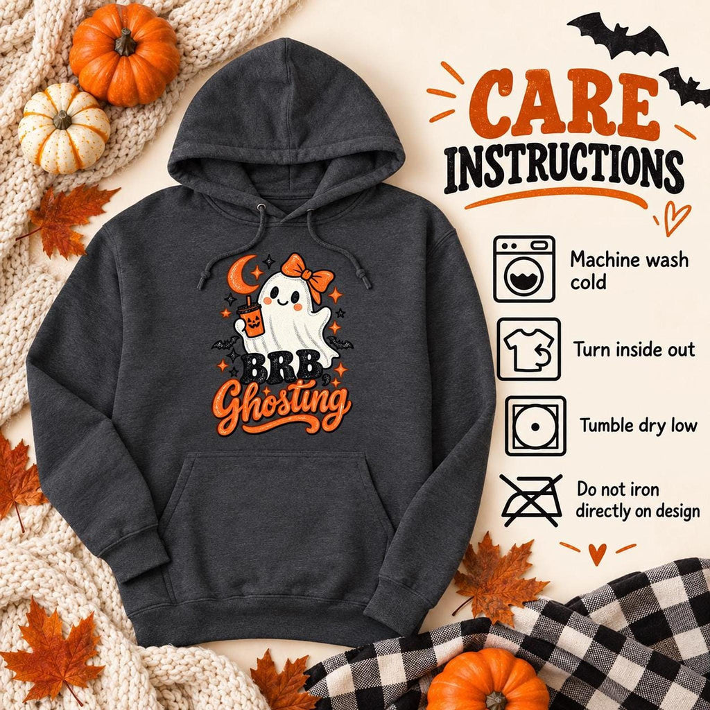 BRB Ghosting Hoodie, Ghost Graphic Cotton-Poly Blend Unisex Sweatshirt