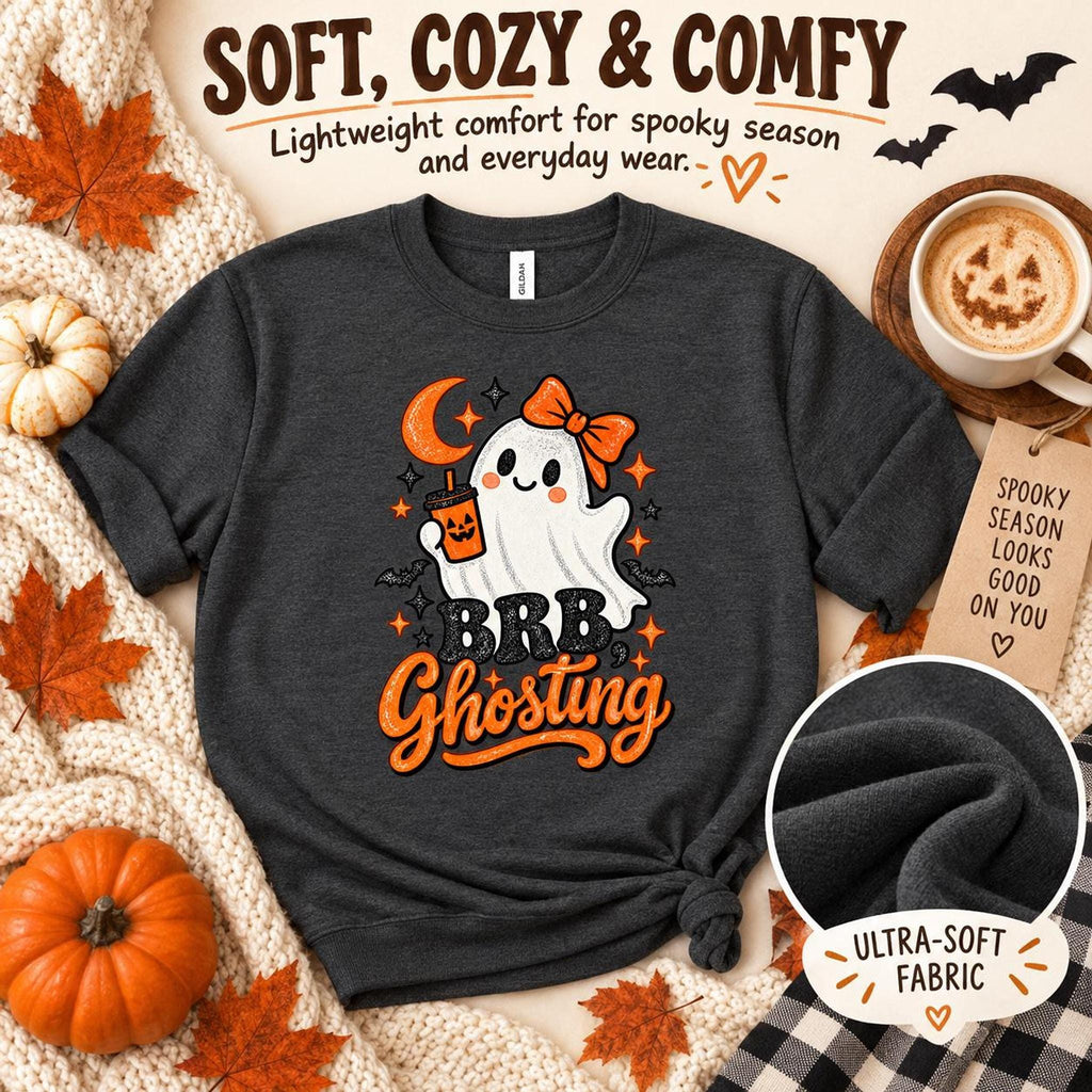 Brb Ghosting Sweatshirt, Cotton Blend Halloween Crewneck in S-4XL