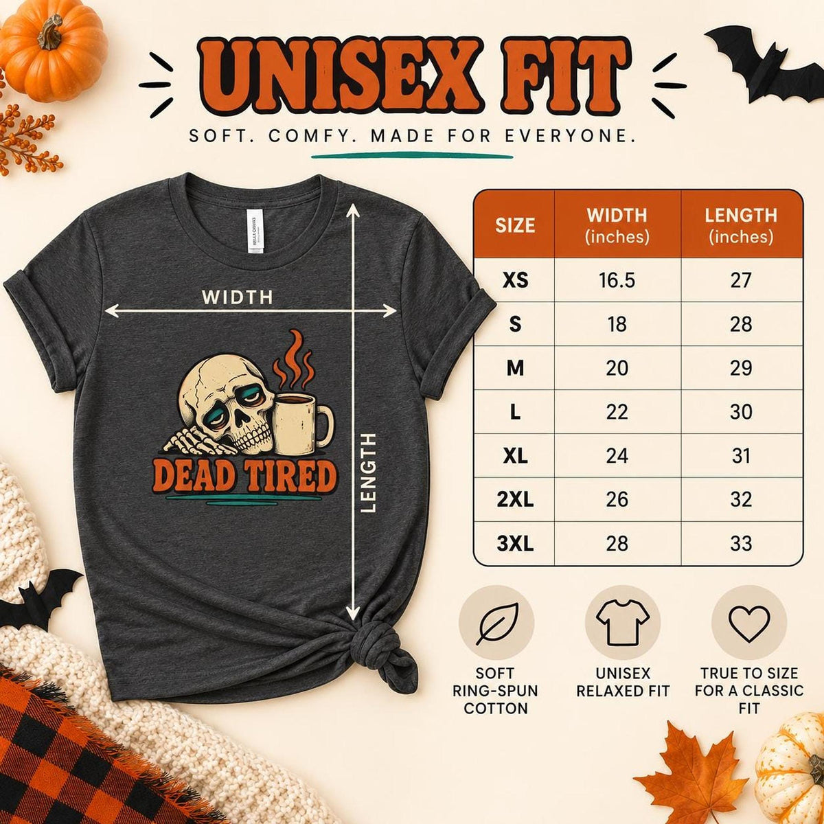 Dead Tired Shirt, Funny Skeleton Coffee Tee, Tired Mom Shirt, Coffee Lover Graphic Tee, Spooky Humor Shirt, Sarcastic T Shirt