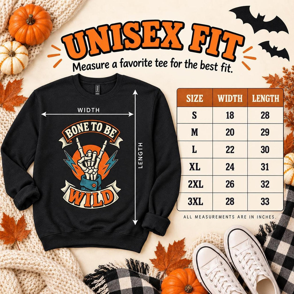 Bone Sweatshirt, Skeleton Crewneck with To Be Wild Graphic