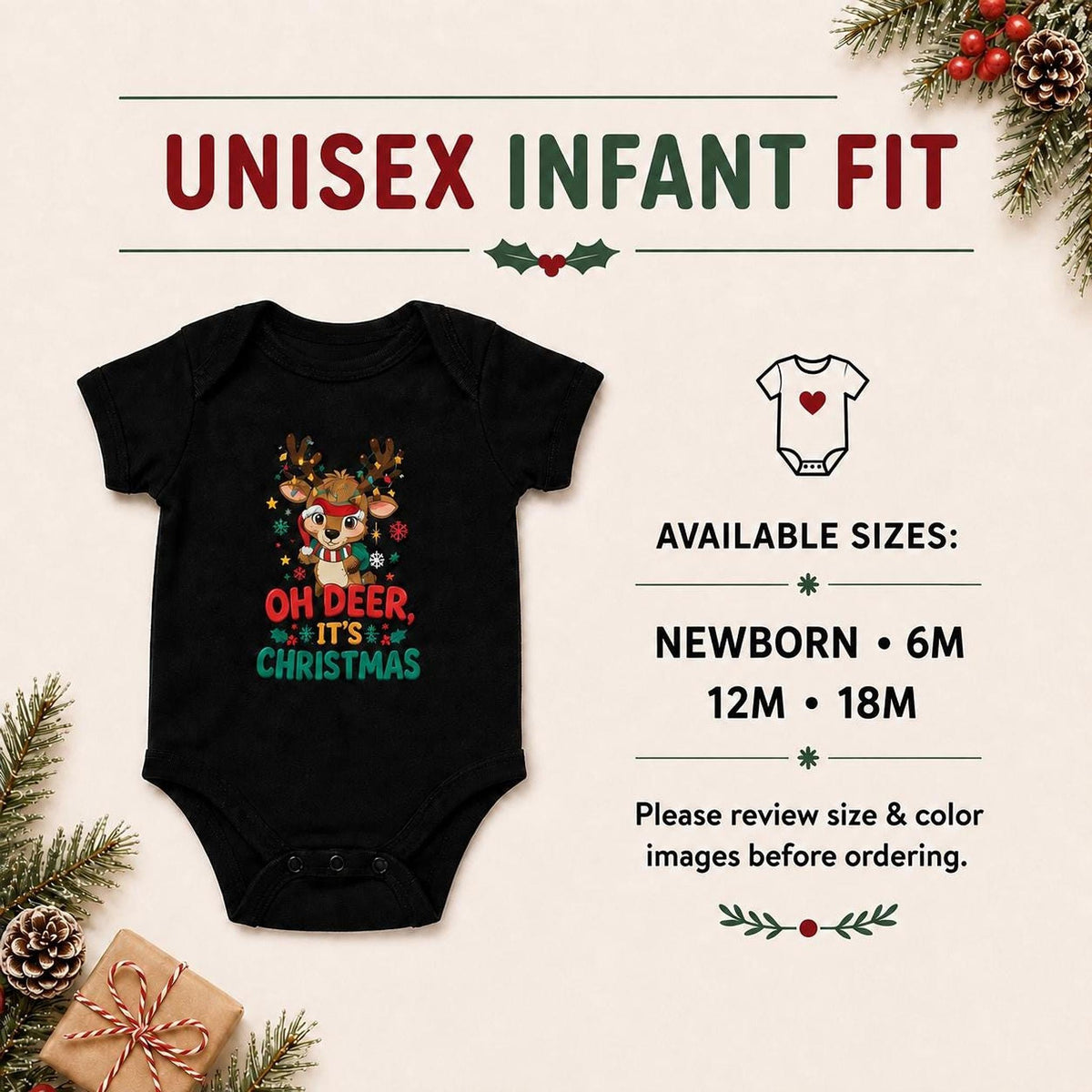 Oh Deer Christmas Baby Bodysuit