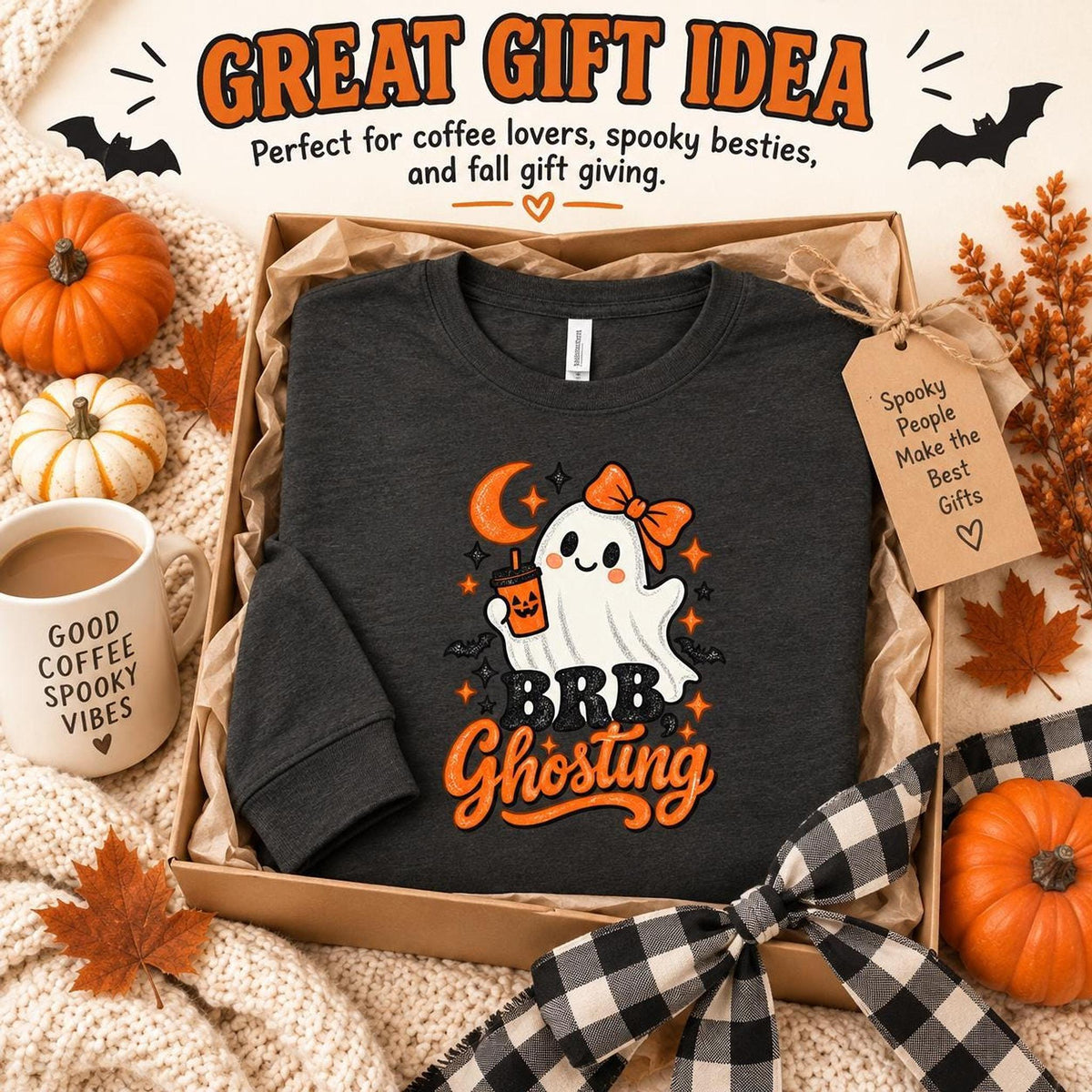 BRB Ghosting Shirt, Adult Long Sleeve Cotton Tee