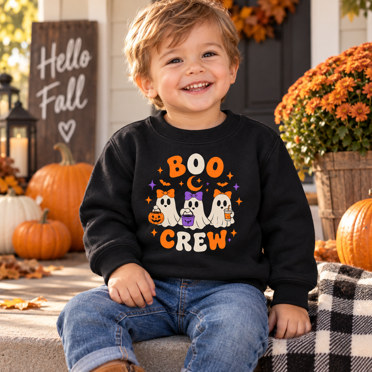 Boo Crew toddler sweatshirt lifestyle