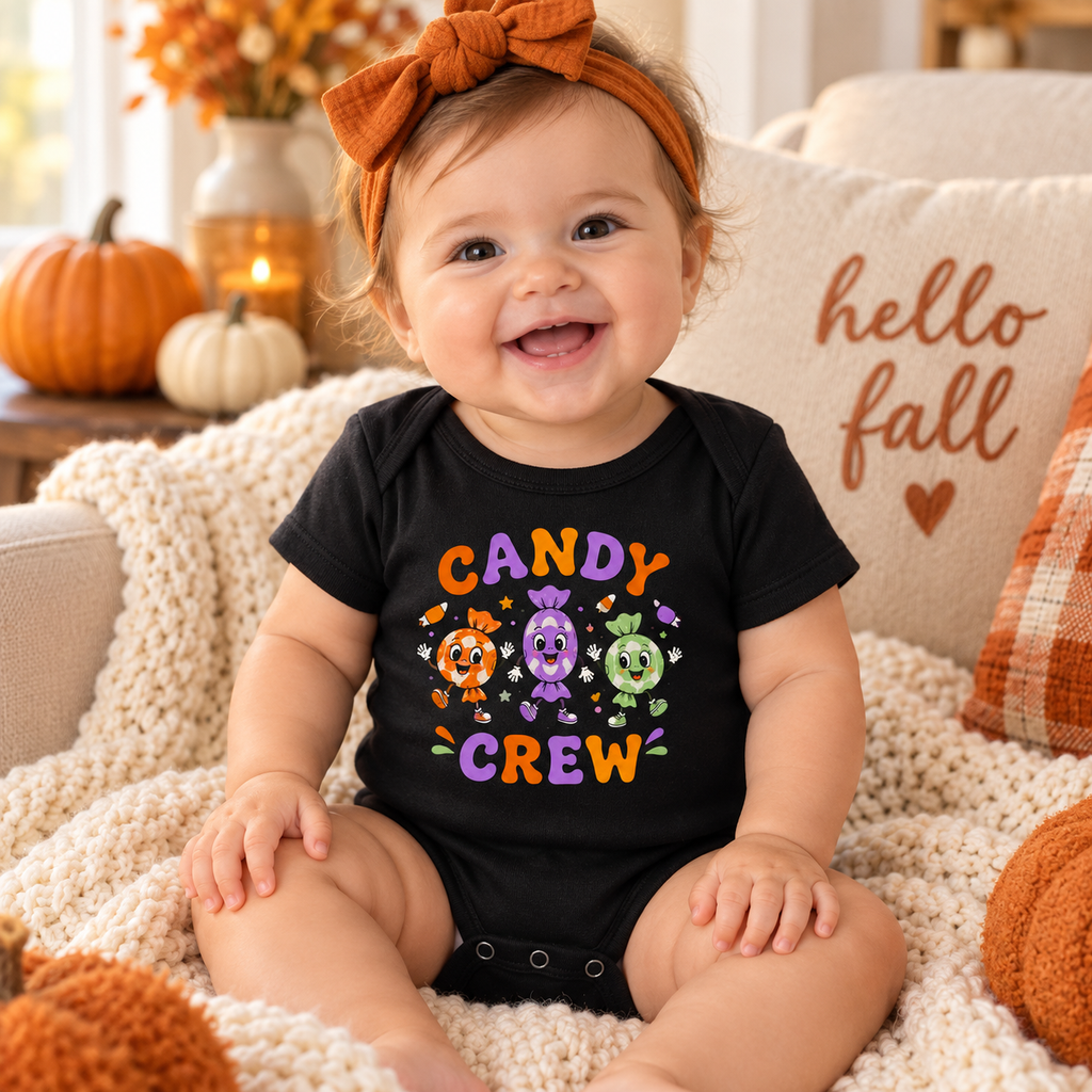 Candy Crew baby onesie lifestyle