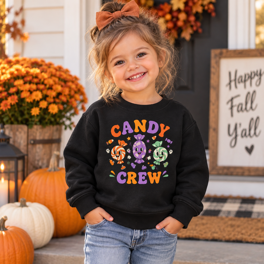 Candy Crew toddler sweatshirt lifestyle