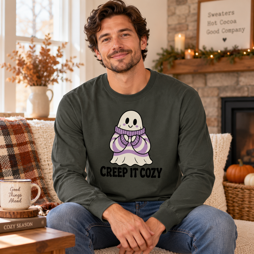 Creep It Cozy adult long sleeve lifestyle