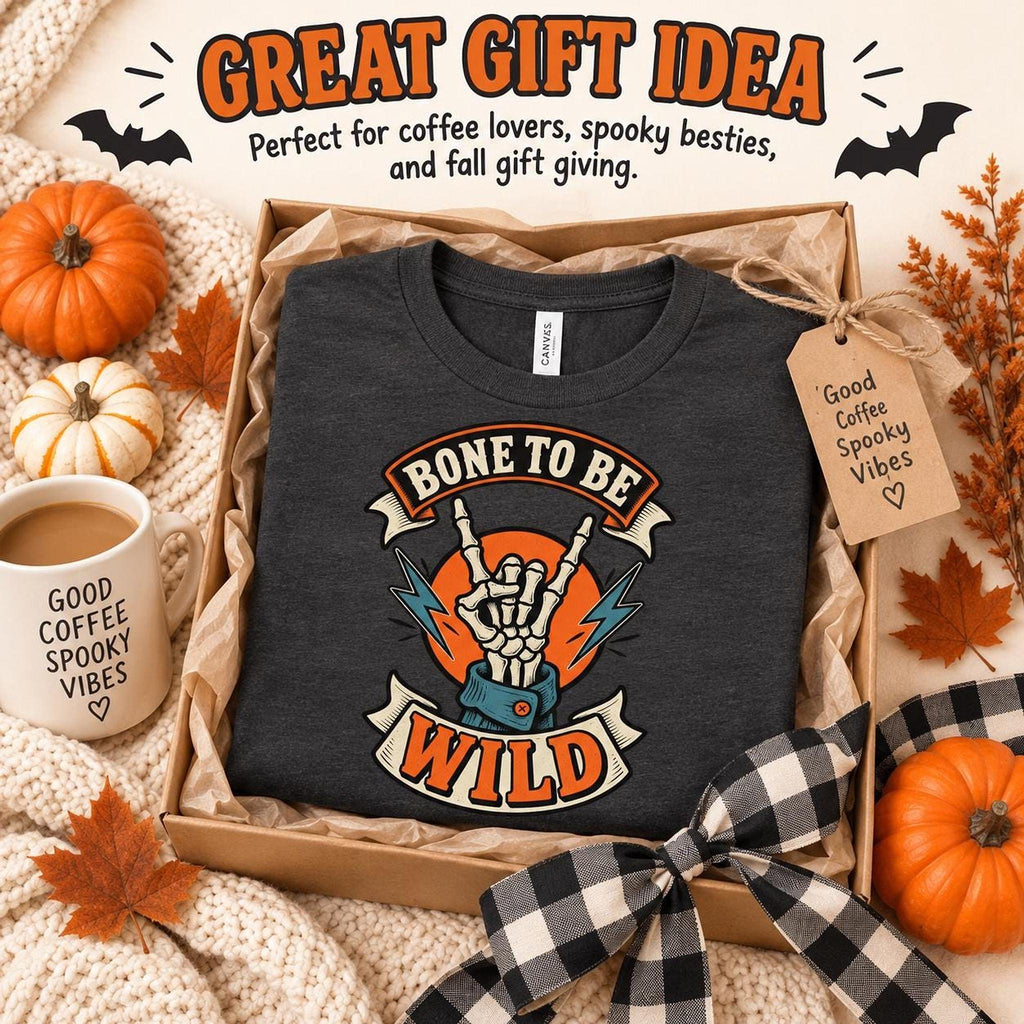 Bone To Be Wild Tee, Rocker Skeleton Graphic Shirt