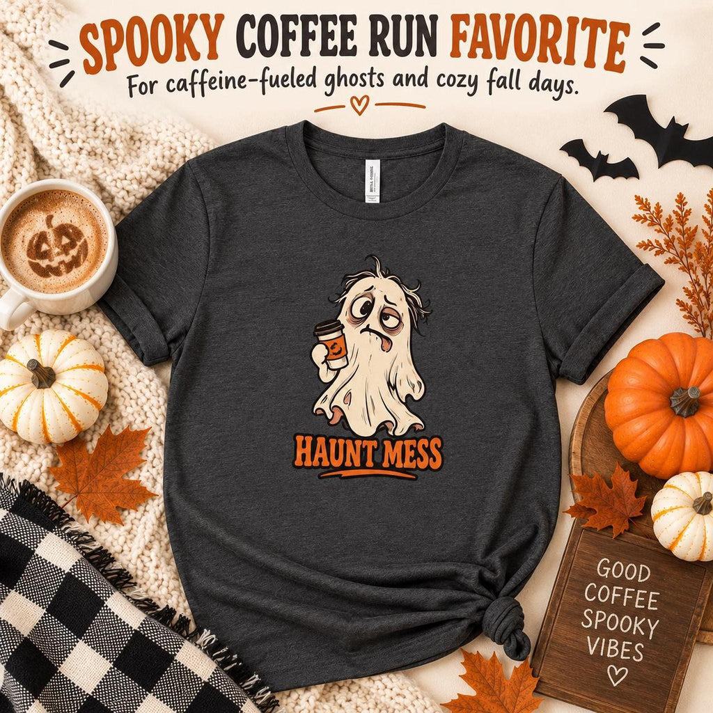Funny Ghost Coffee Shirt, Haunt Mess Halloween Tee, Spooky Season Graphic
