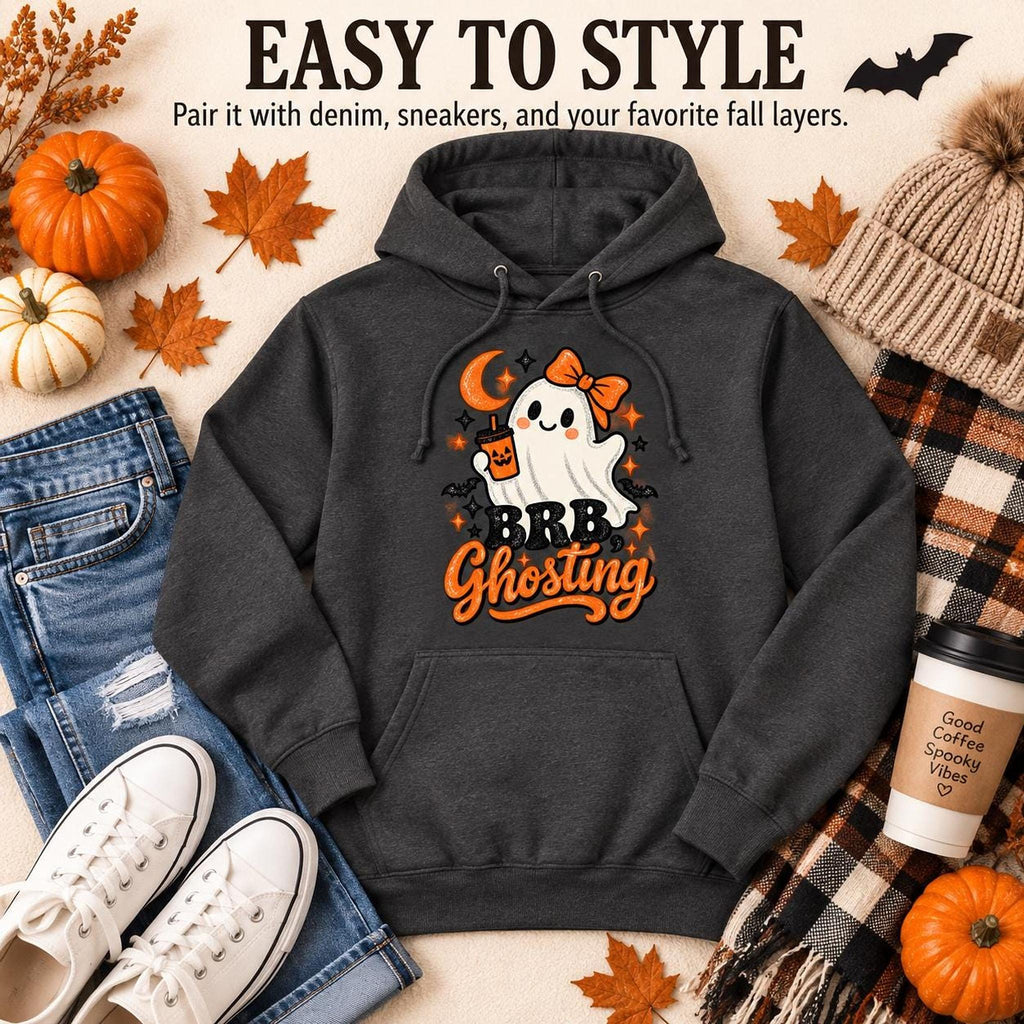 BRB Ghosting Hoodie, Ghost Graphic Cotton-Poly Blend Unisex Sweatshirt