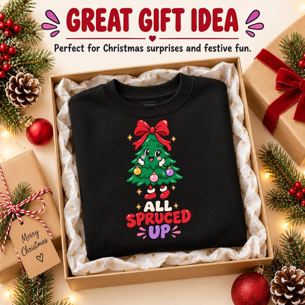 All Spruced Up Kids Christmas Tree Sweatshirt, Festive Holiday Crewneck