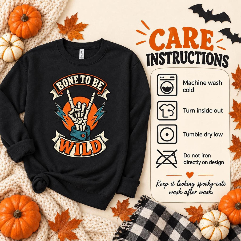 Bone Sweatshirt, Skeleton Crewneck with To Be Wild Graphic