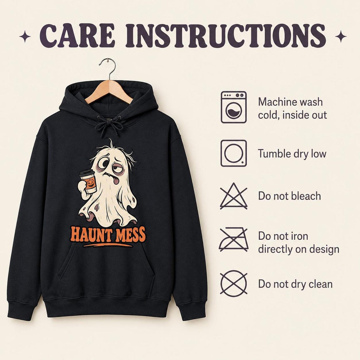 Funny Ghost Halloween Hoodie, Haunt Mess Graphic Sweatshirt, Fall Pullover