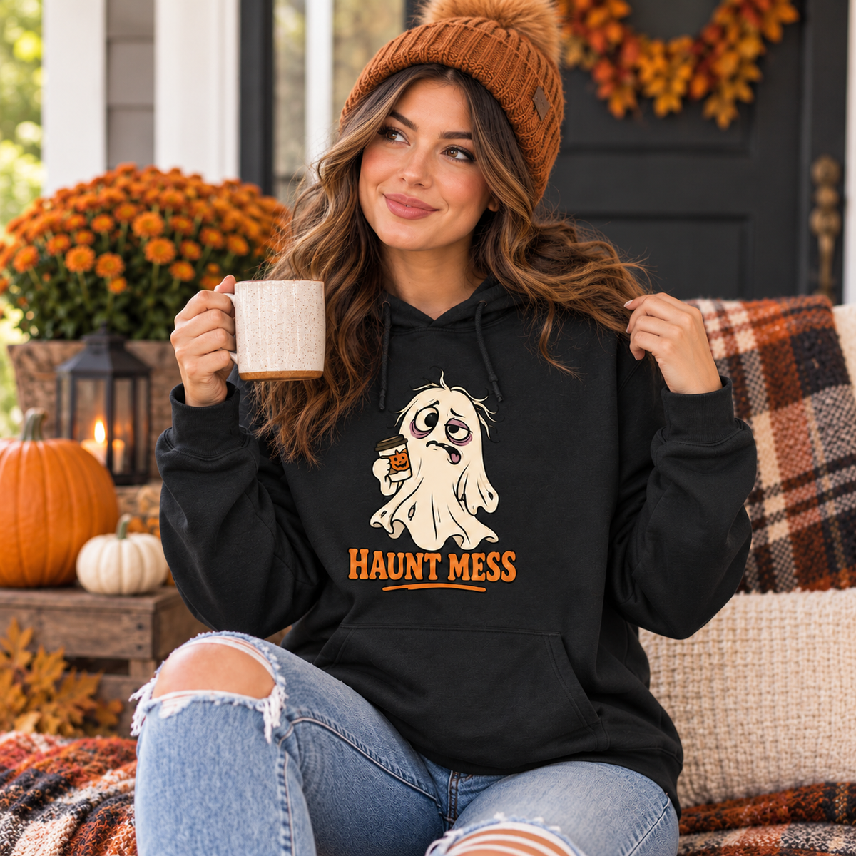 Haunt Mess adult lightweight hoodie lifestyle
